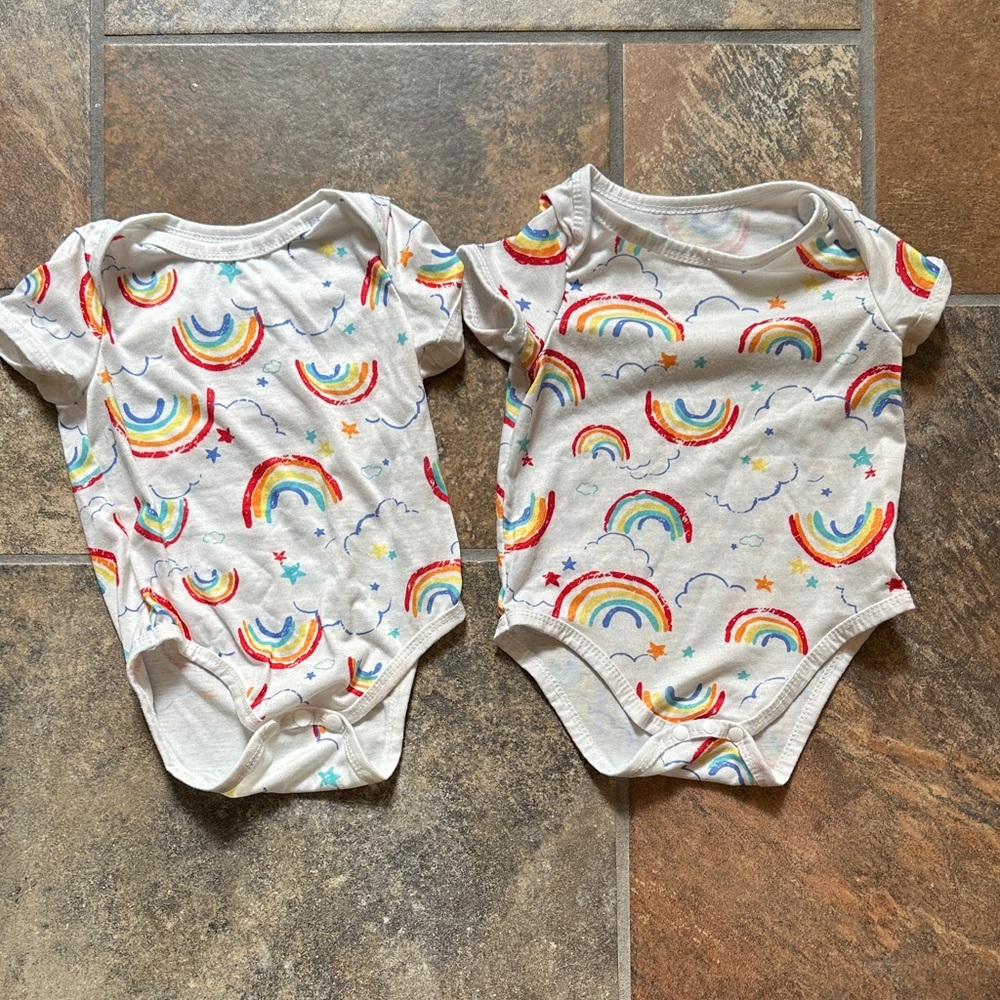 Twin onesies - rainbows - SHEIN size 3-6 months